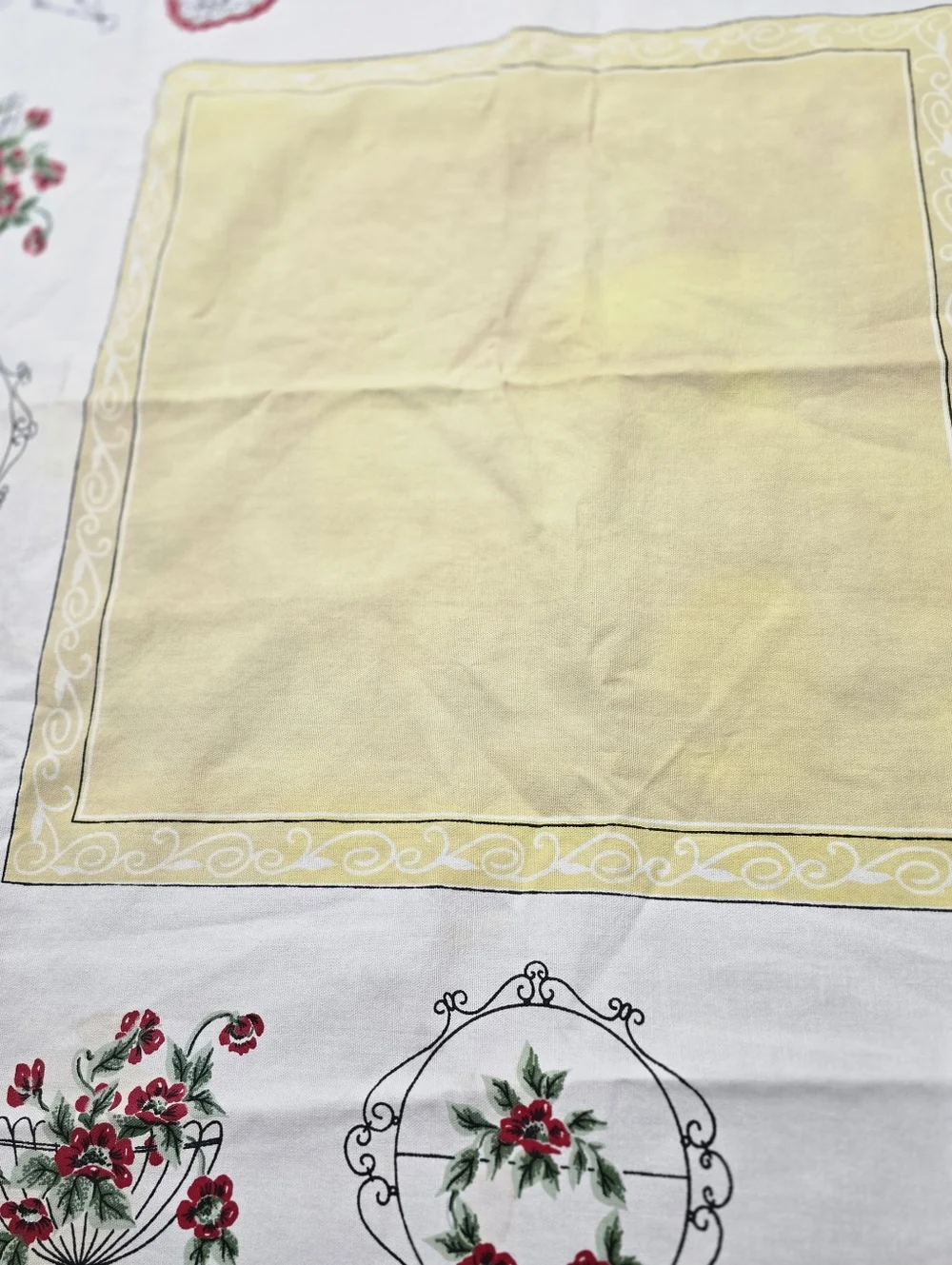 Vintage 60s Cottagecore Floral Tablecloth Retro Farmhouse Kitchen Decor 44x47.5